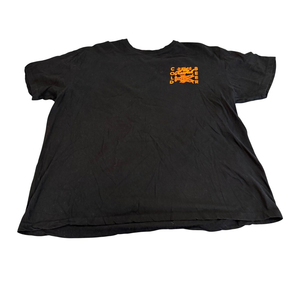 Black Hot Crawfish Cold Beer Neon Sign Graphic T-Shirt XL Cotton Short Sleeve